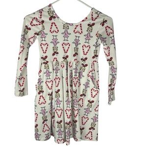 Hanna Anderson grinch Cindy Lou who candy cane skater dress size 6-7